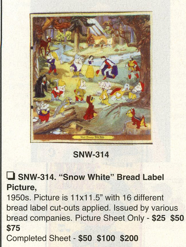 Filmic Light - Snow White Archive: 1950s Snow White "Purple" Bread Labels