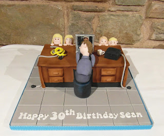 computer and children birthday cake