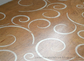 DIY window seat makeover, stenciling by Over The Apple Tree