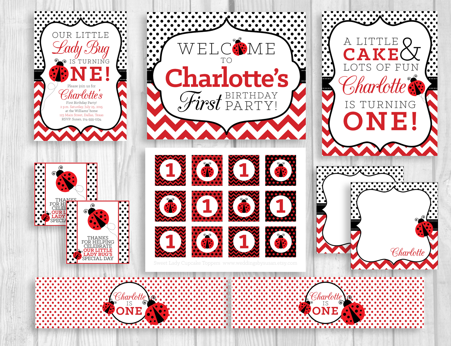 Custom Our Little Ladybug is Turning One Printable First Birthday Party ...