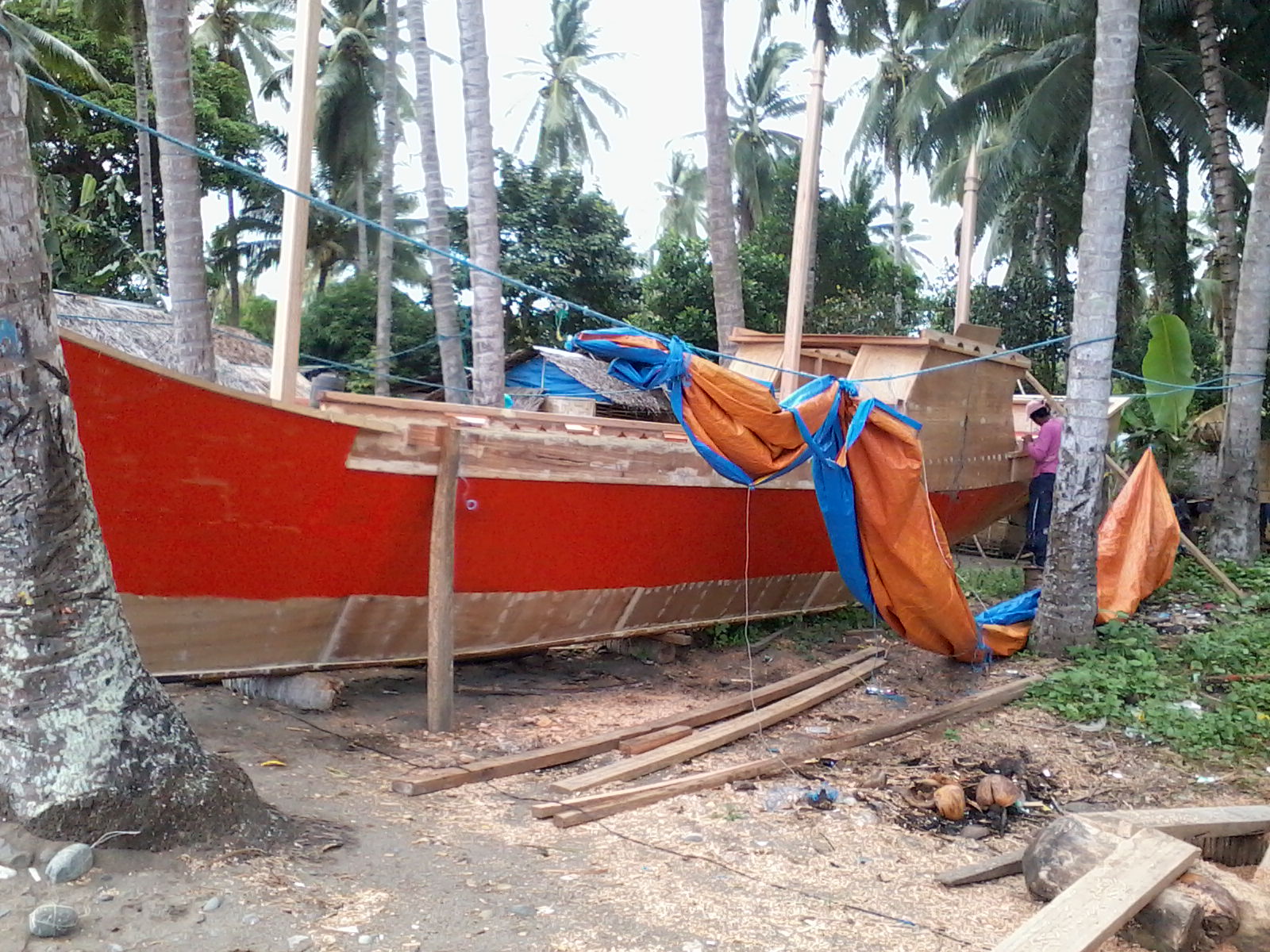 Philippine Tuna Fishing Rolling The Boat Ashore