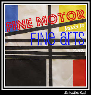 photo of: Fine Arts for Children, Mondrian, fine motor, preschool, kindergarten, Head Start, bulletin board