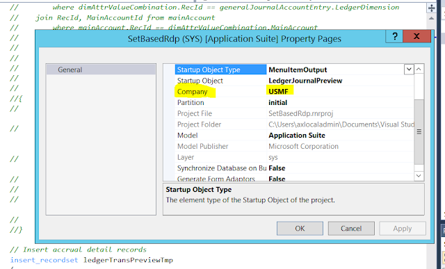 Quick Tip - Dynamics 365 for Operations - How to change the runtime entity for VS Admin user
