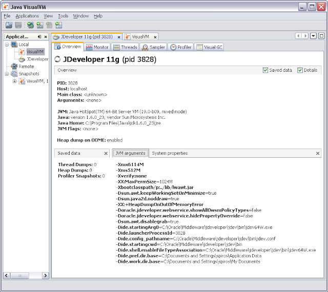 ADF & logic How To JVM arguments and System properties of a running