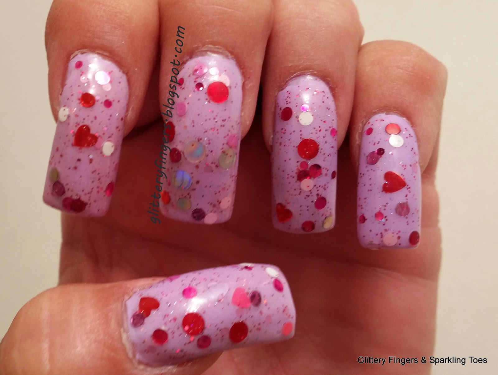 Glittery Fingers & Sparkling Toes: Purple & Hearts & Circles & Holo ...