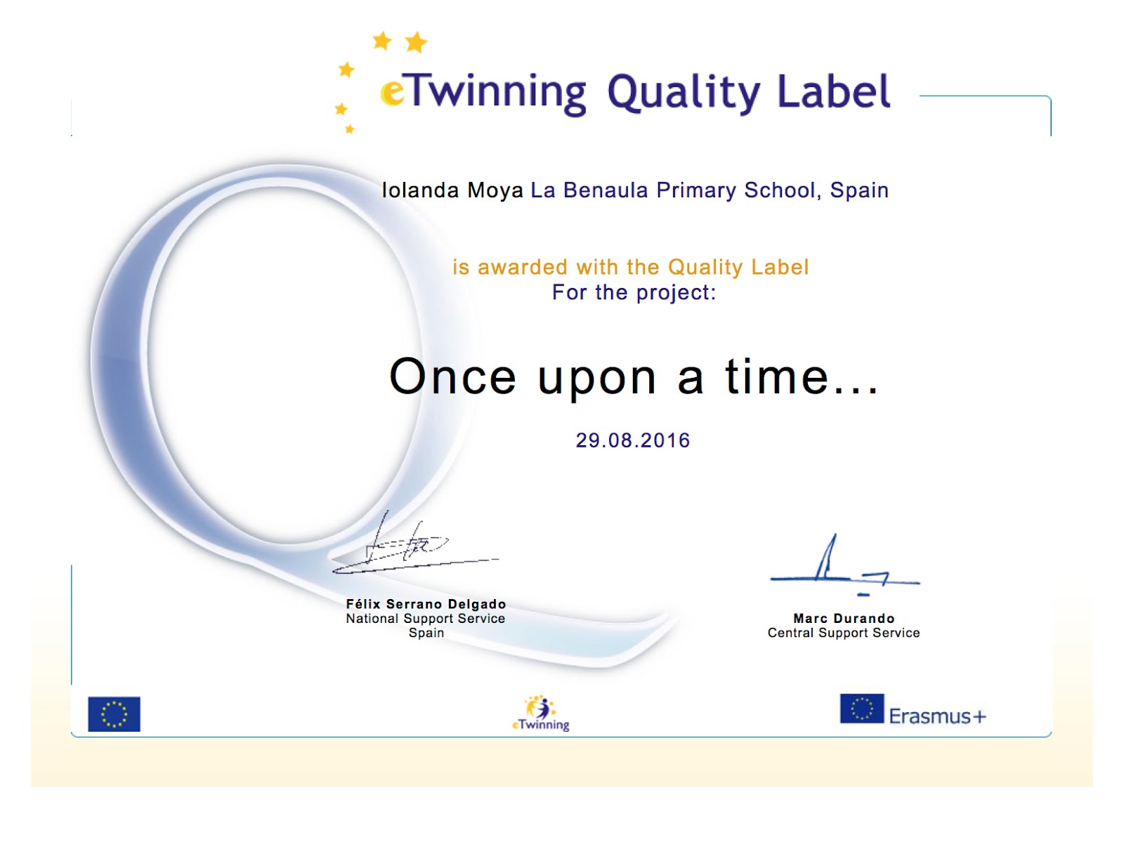Segon Quality Label de l'escola La Benaula
