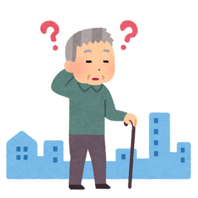 徘徊するお爺さんのイラスト(認知症)