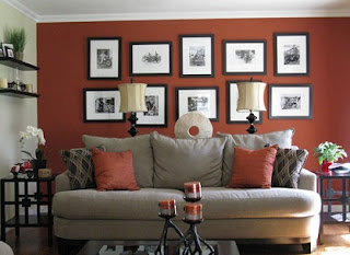 Salas modernas con paredes color rojo