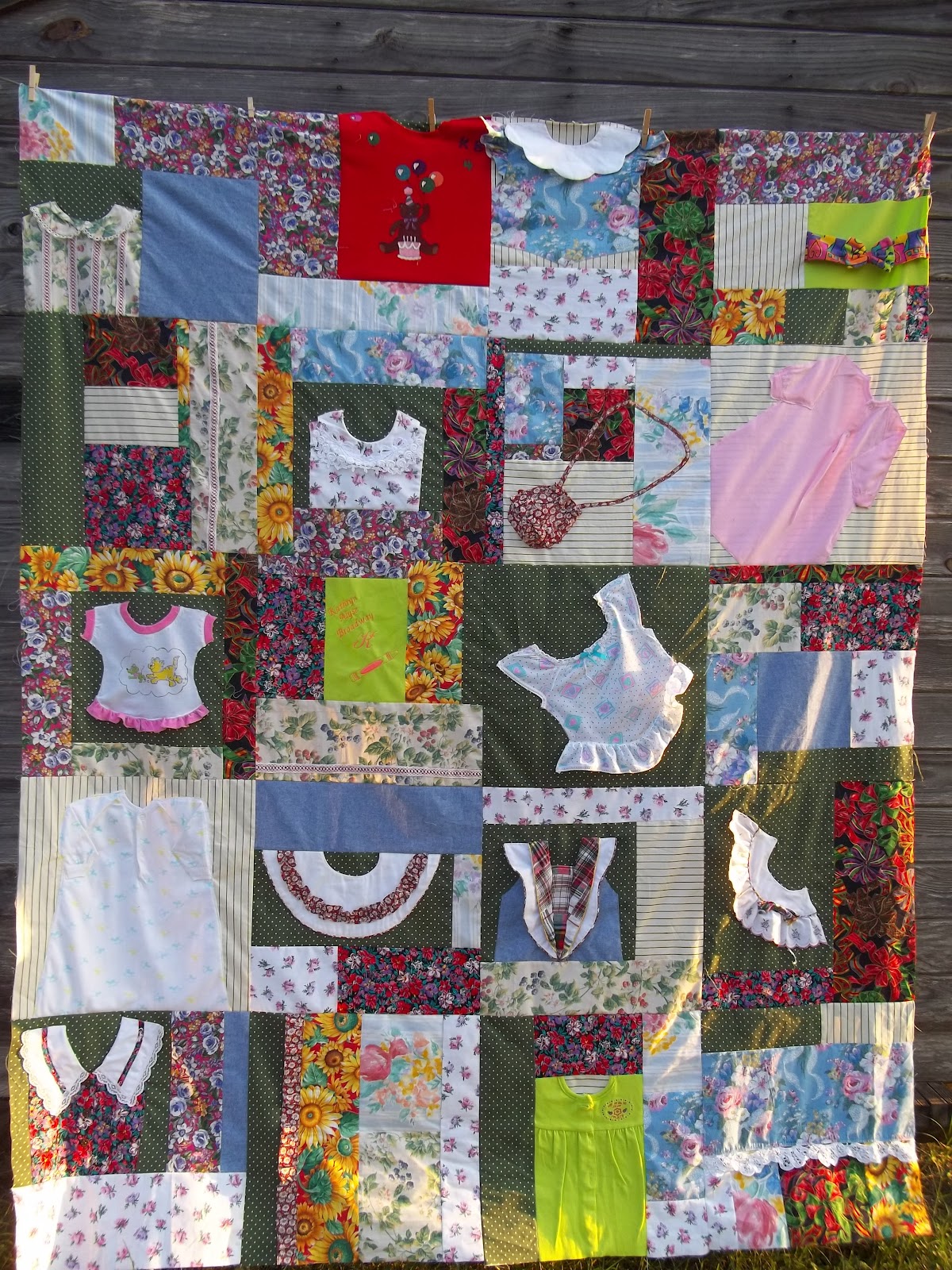 Bits & Pieces Quilting Recycled Clothing Quilt