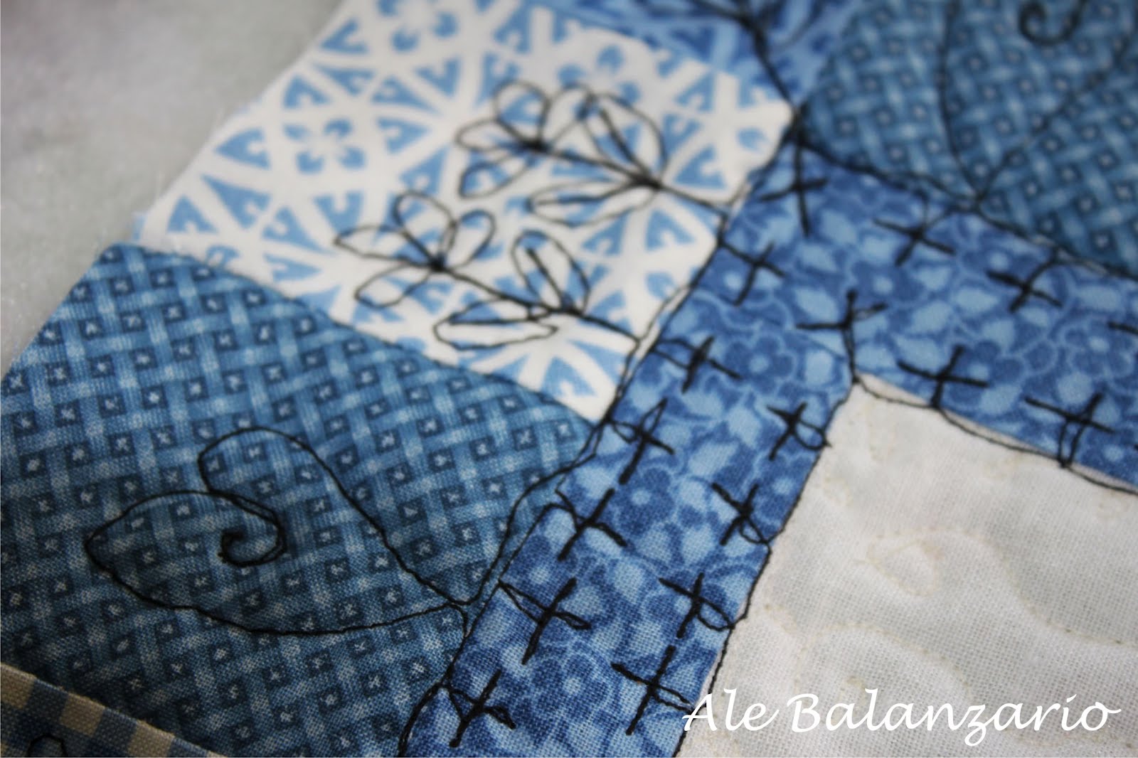 with blueberry heart quilts Free hand quilting.