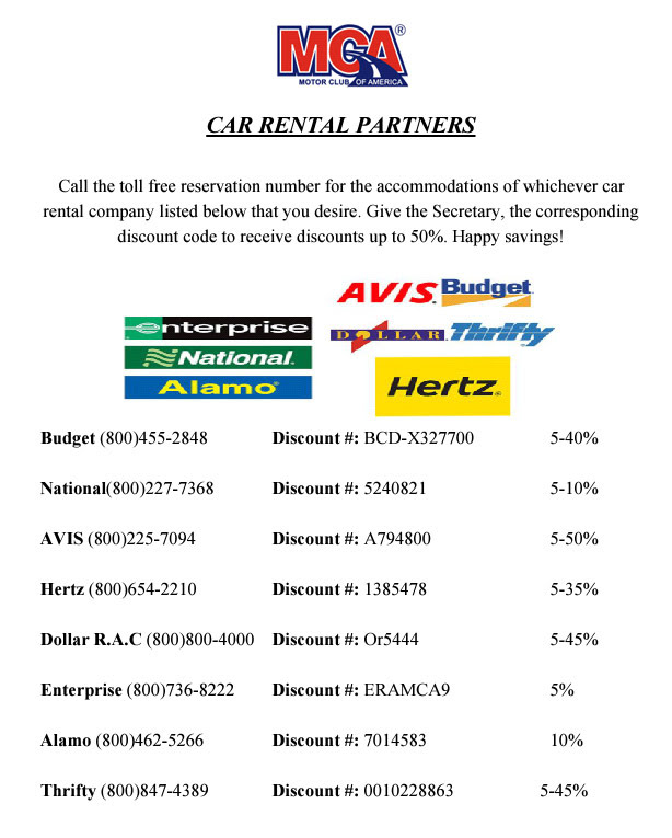 MCA Rental Car Discounts