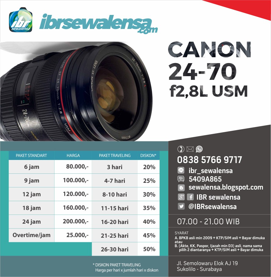 Canon 24-70 mm F2.8 L USM Harga Sewa Rental Lensa Kamera