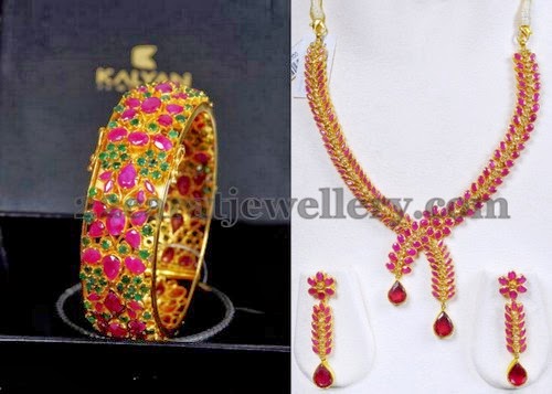 Pretty Ruby Set and Trendy Kada - Jewellery Designs