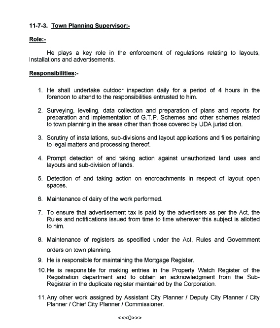 ANDHRA PRADESH MUNICIPAL TOWN PLANNING TECHNICAL INFORMATION Job Chart