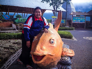 Enjoy The Holiday With Big Fish Statue Recreational Garden At Ulun Danu Bratan, Bedugul, Tabanan, Bali, Indonesia