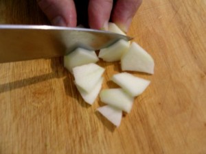 Cut Apple in to Bite Size Pieces.