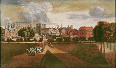 "The Old Palace of Whitehall by Hendrik Danckerts" by Hendrick Danckerts (fl. 1645–1679) - This file is lacking source information.Please edit this file's description and provide a source.. Licensed under Public Domain via Wikimedia Commons - http://commons.wikimedia.org/wiki/File:The_Old_Palace_of_Whitehall_by_Hendrik_Danckerts.jpg#/media/File:The_Old_Palace_of_Whitehall_by_Hendrik_Danckerts.jpg