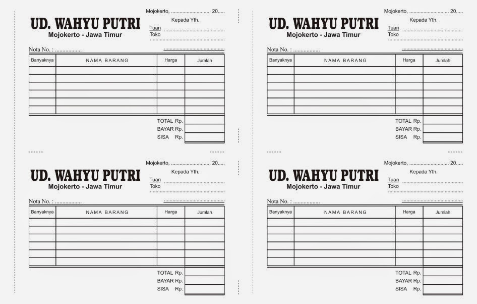 Desain Nota Rumah Makan