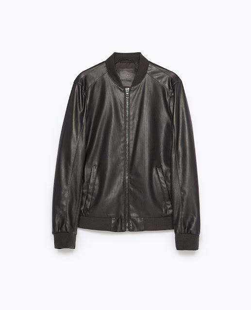 Áo khoác da nam Zara Faux Leather Bomber Jacket