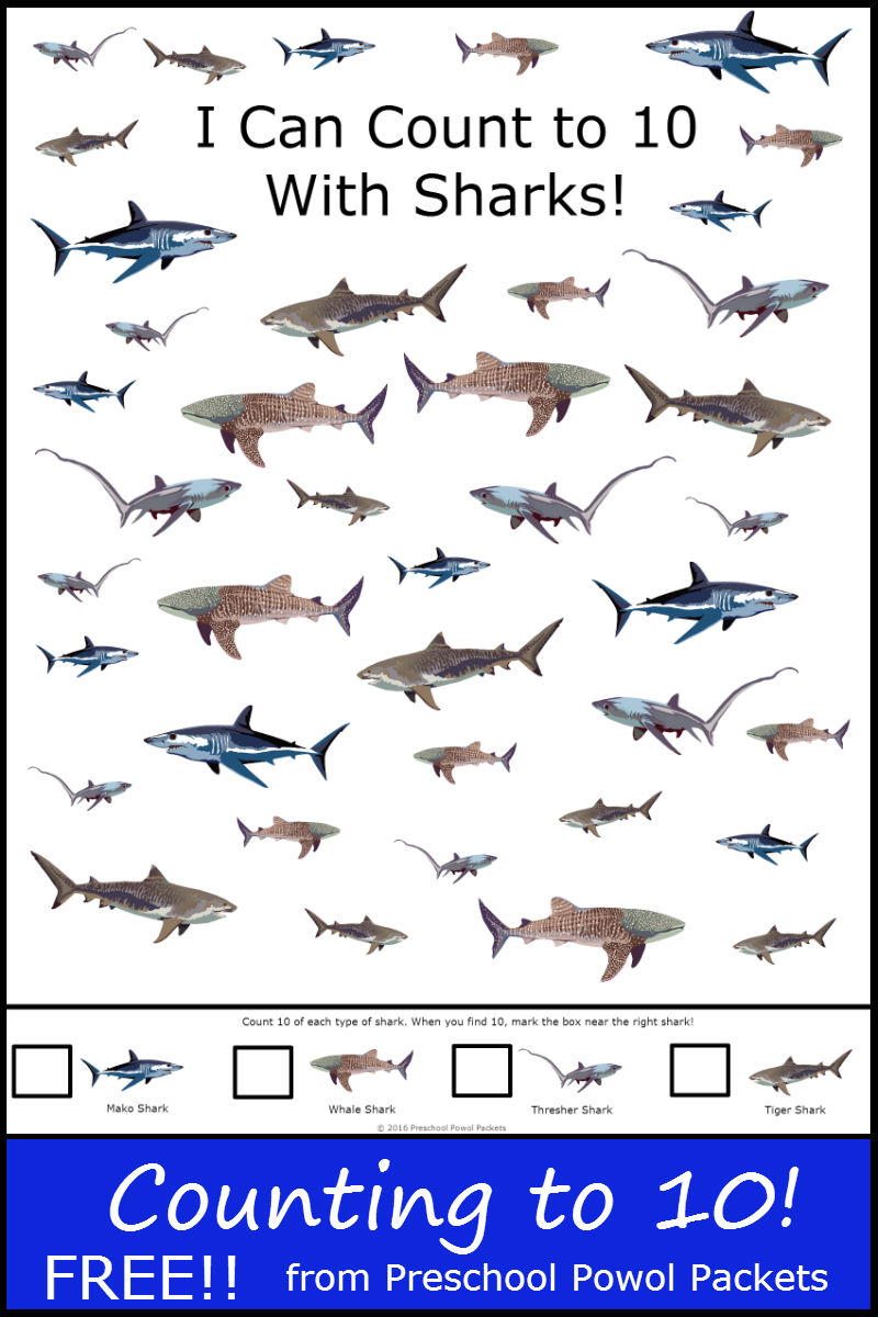 {FREE} I Can Count to 10: Sharks | Preschool Powol Packets