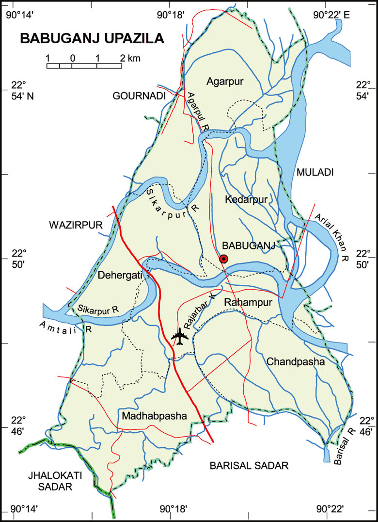 Babuganj Upazila Map Barisal District Bangladesh