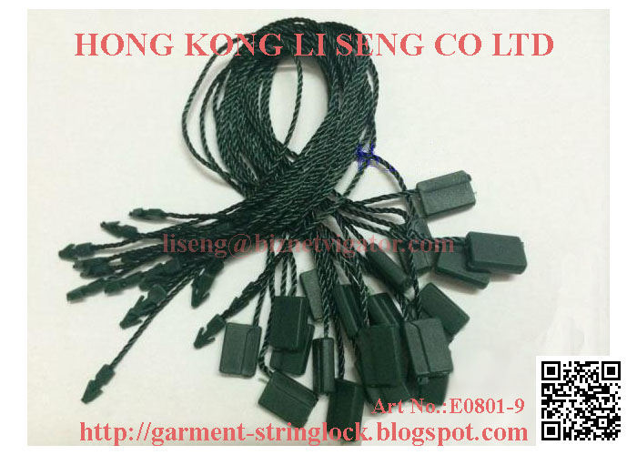 Black Hang Tag Nylon String Snap Lock Pin Loop Fastener Hook Ties Factory