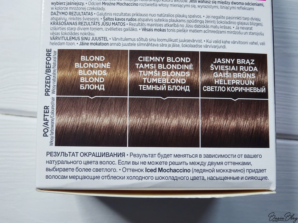 L'Oreal Casting Creme Gloss 613 Mroźne Mochaccino farba efekty blog efekt na włosach przed i po