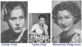 Ajedrecistas femeninas Gloria Velat, Sonia Graf y Montserrat Puigcercós