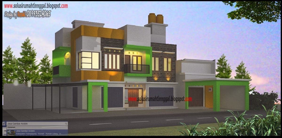 RUMAH MINIMALIS POJOK 2 LANTAI - Layanan Jasa Gambar Arsitek