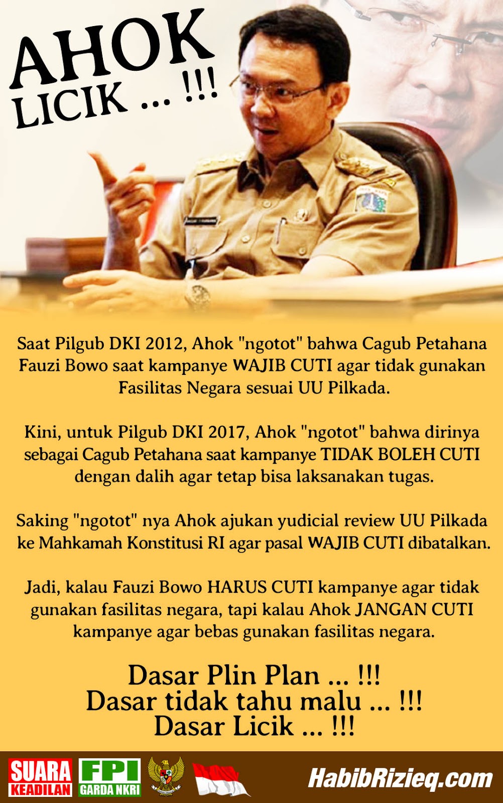 Mahkamah Konstitusi RI Menolak Permohonan Uji Materil Ahok Soal UU Mahkamah Konstitusi RI Menolak Permohonan Uji Materil Ahok Soal UU