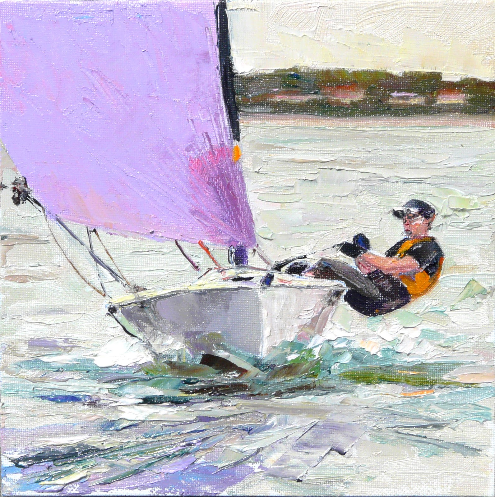 Art Every Day Boat Racing,figure,oil on canvas,8x8,price500