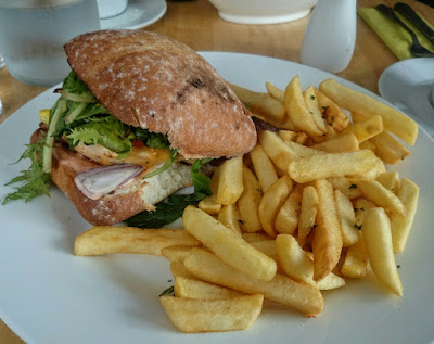 gourmet chicken bap, with real french-fries / chips