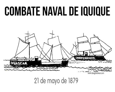     Combate Naval de Iquique 1879 para niños,  colorear 