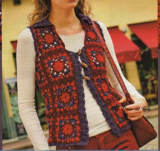 Pattern Chaleco Cuadrados Crochet Cuadros Tejido A Gancho Chalecos