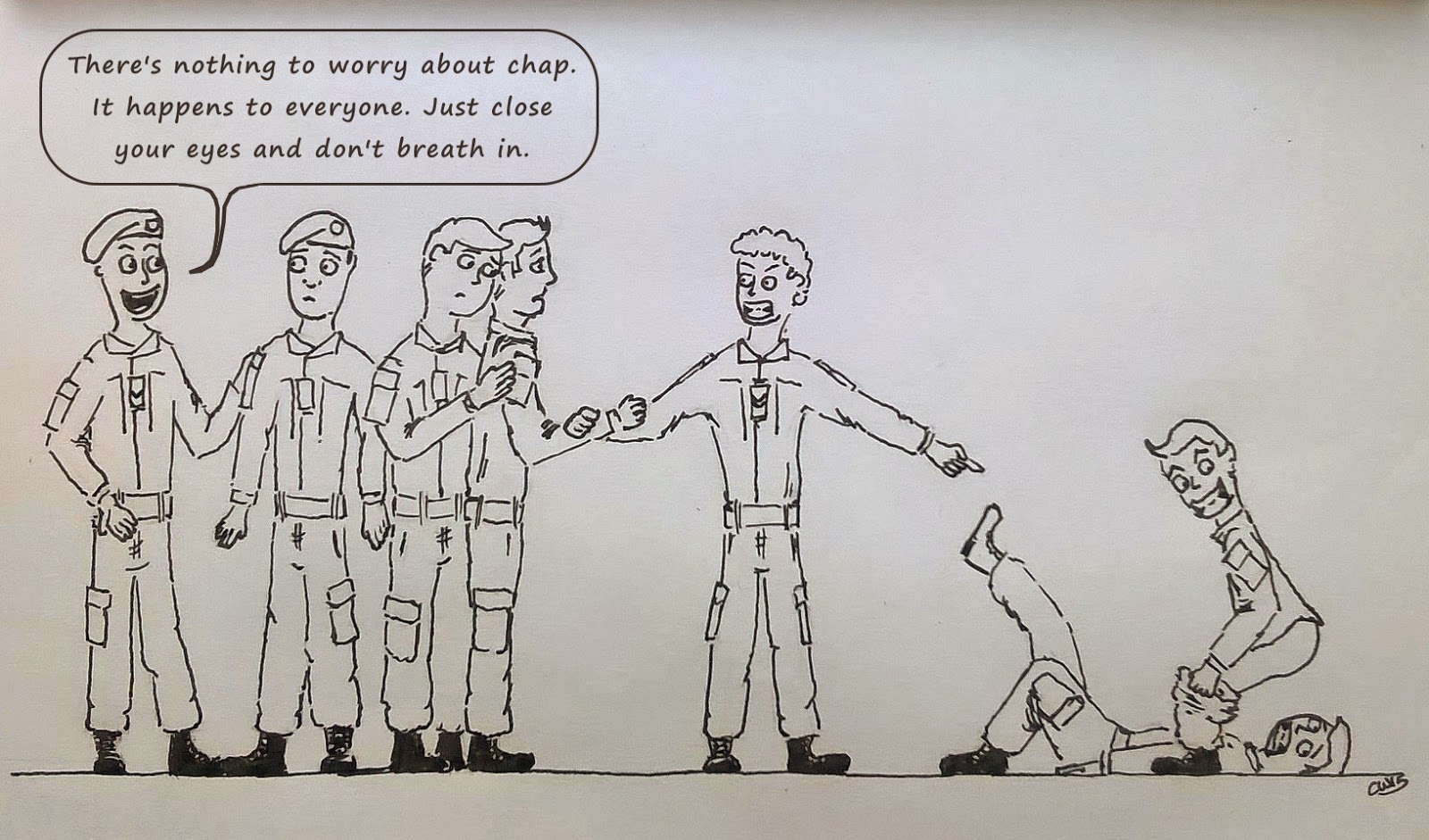 Contact. Wait out. Contact. Wait out. 20. New guys... Bum head.