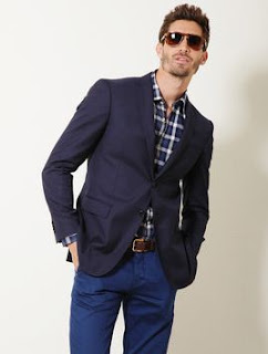 What to wear: Navy blazer, blue trousers, brown belt, blue and white ...