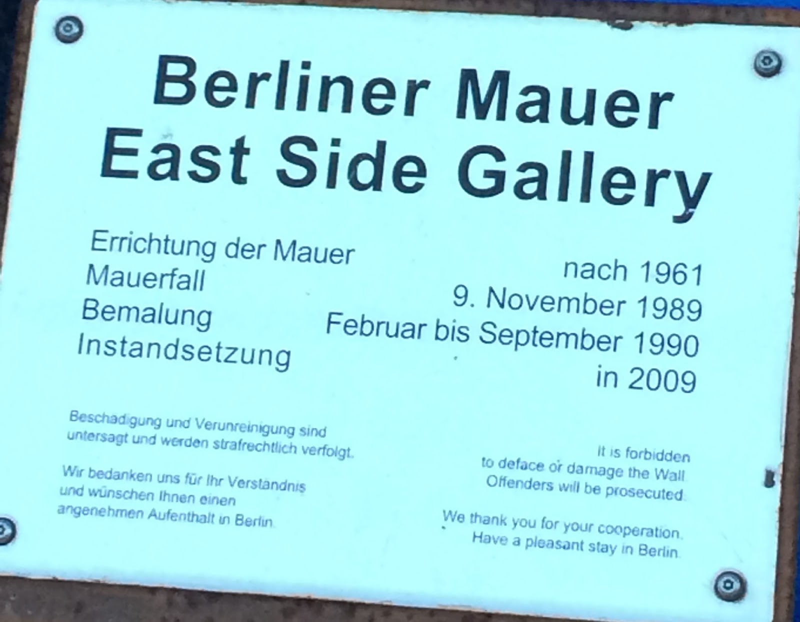 Matheson Missionaries The Berlin Wall Holocaust Memorial