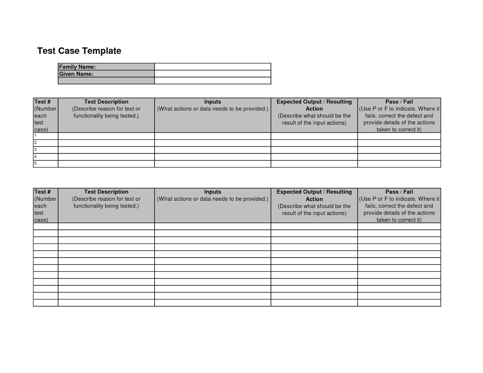 simple software testing plan template
