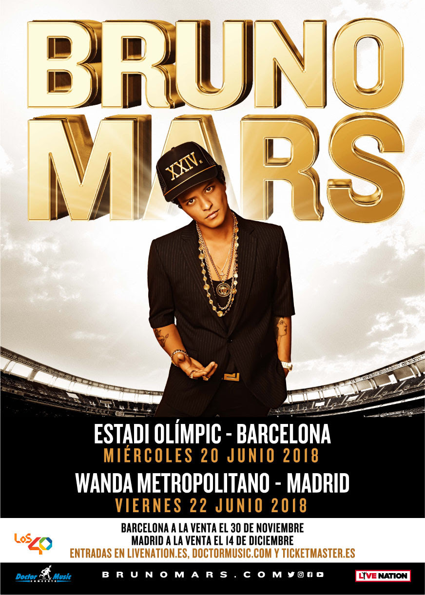 After Musiic Bruno Mars confirma conciertos en Barcelona y Madrid para junio de 2018