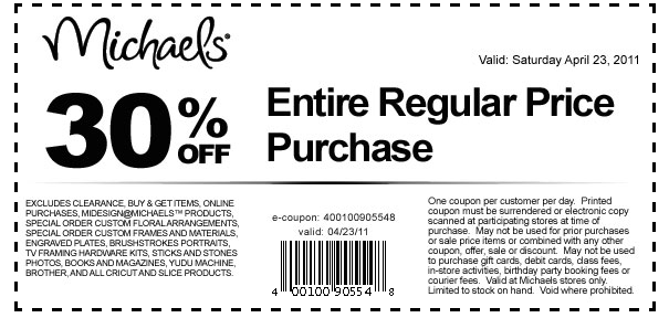 michaels printable coupons april 2011. Michaels Coupons for Friday