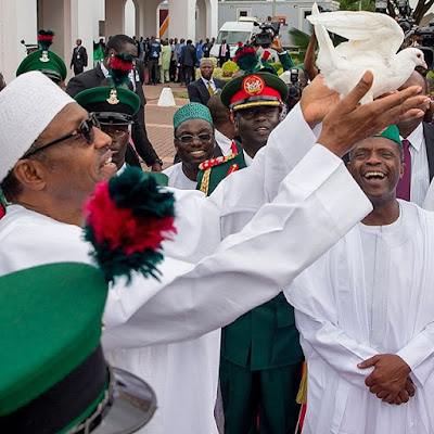 Buhari and Osinbajo at Nigeria 55th independence day.