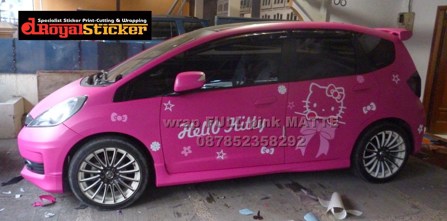 Wrapping Honda Jazz Pink Hello Kitty Branding Mobilstriping
