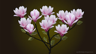 Romantic Blooming Plant Flowers Sweet Pink Magnolia Gradient Mesh Design