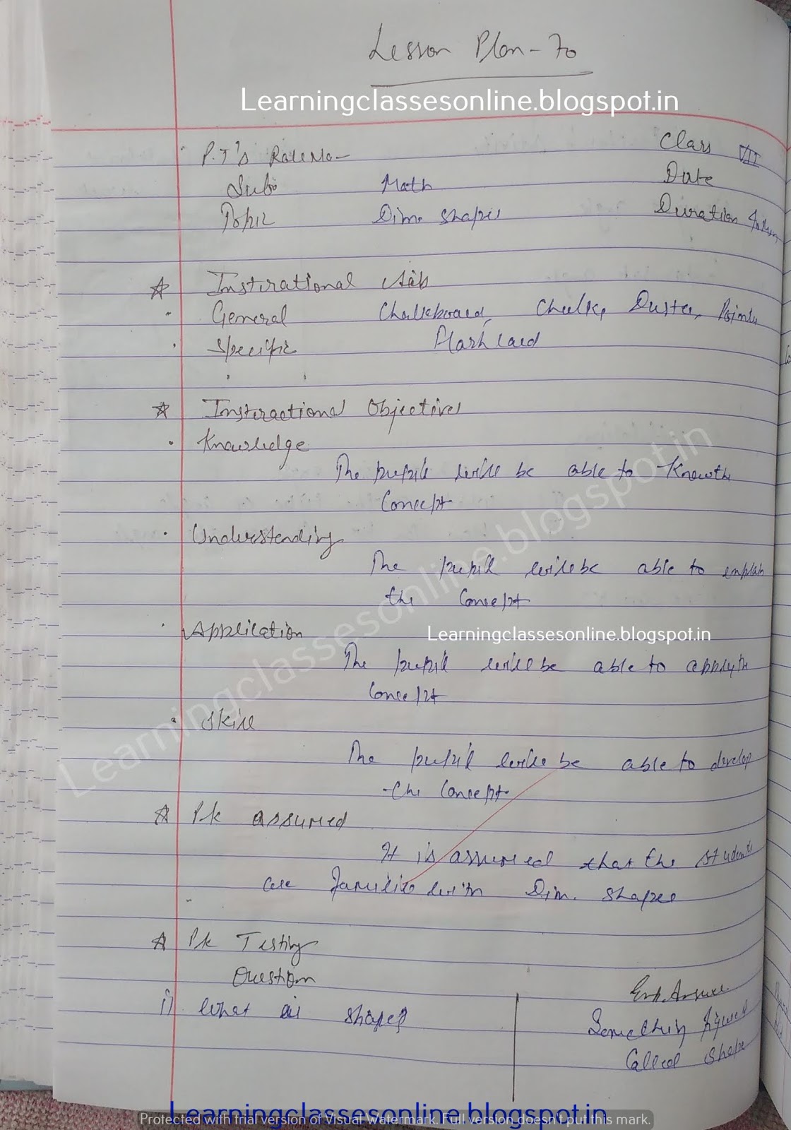 Maths Lesson Plan on 3D Shapes - Mathematics B.Ed Lesson Plans File Free download Online PDF Maths Lesson Plan on 3D Shapes