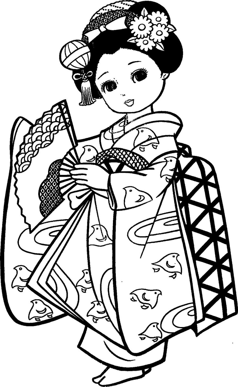 Japanese Coloring Pages Kimono Japanese Coloring Pages