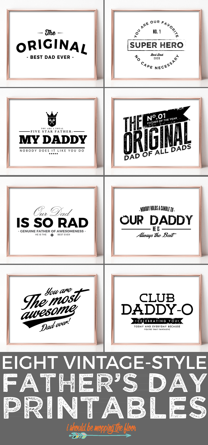 Vintage Father's Day Printables | These EIGHT retro-logo-style printables are perfect for all of the dads! Frame and gift.