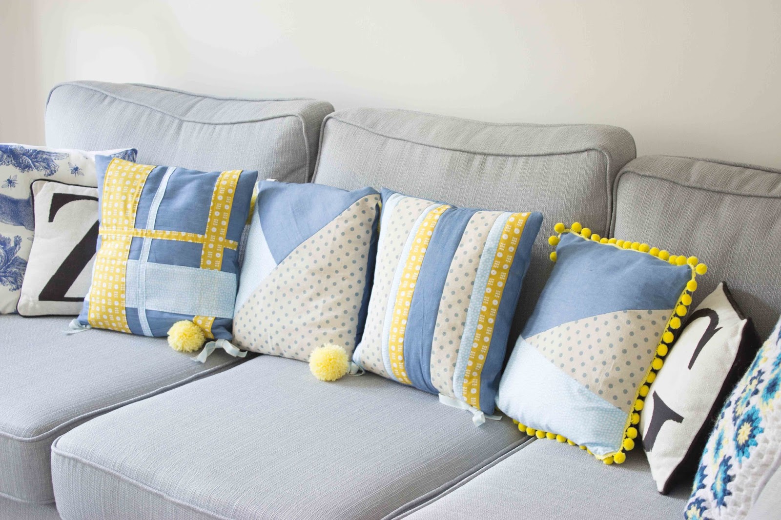 floral and feather How to sew a quilted patchwork cushion cover*