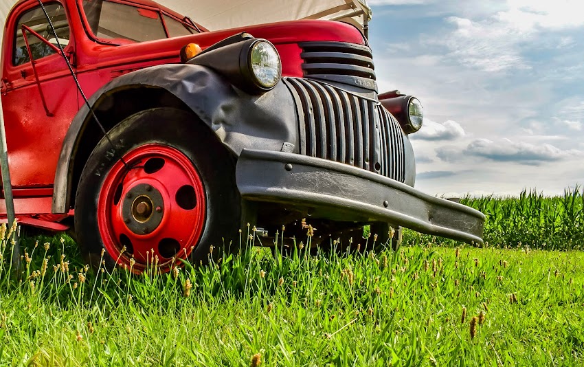 Classic Car On Field Classic Car On Field