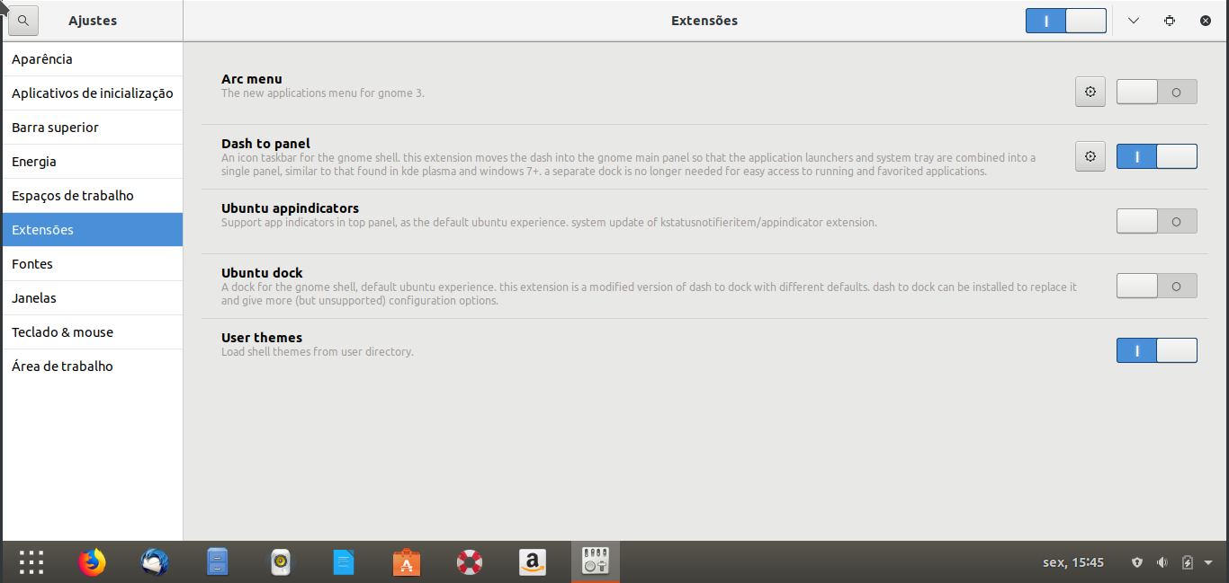 Dash to Panel no Gnome Shell