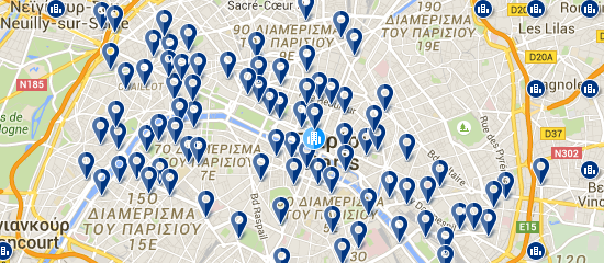 Χάρτης με Ξενοδοχεία στο Παρίσι